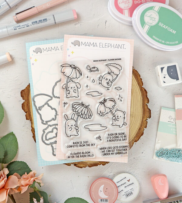 Set de sellos+troquel Flower Shower de Mama Elephant