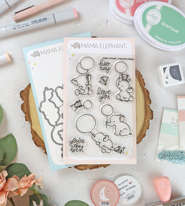 Set de sellos+troquel Flying With Friends de Mama Elephant