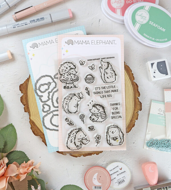 Set de sellos+troquel Happy Hedgehog de Mama Elephant