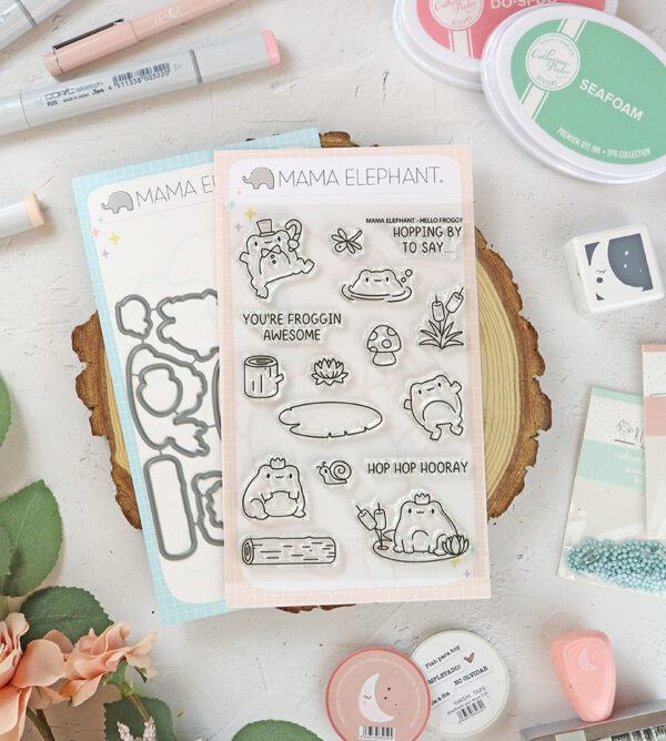 Set de sellos+troquel Hello Froggy de Mama Elephant