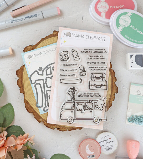Set de sellos+troquel Journey Ahead de Mama Elephant