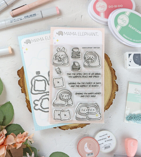 Set de sellos+troquel Keep Cozy de Mama Elephant