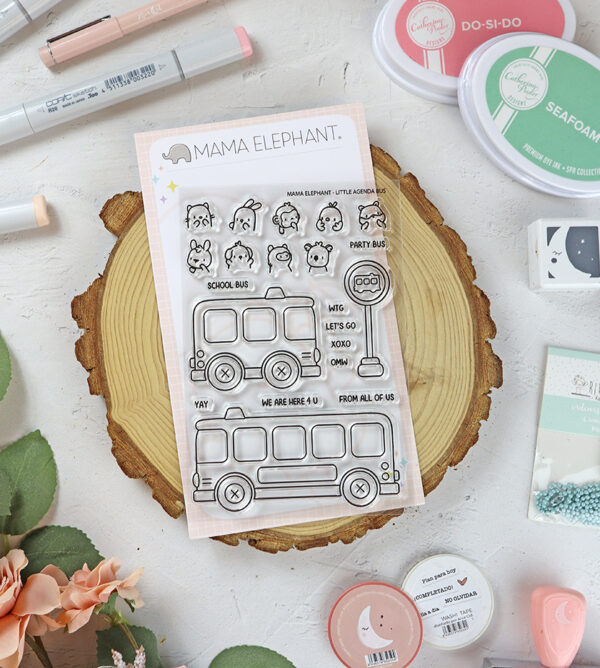 Set de sellos Little Agenda Bus de Mama Elephant