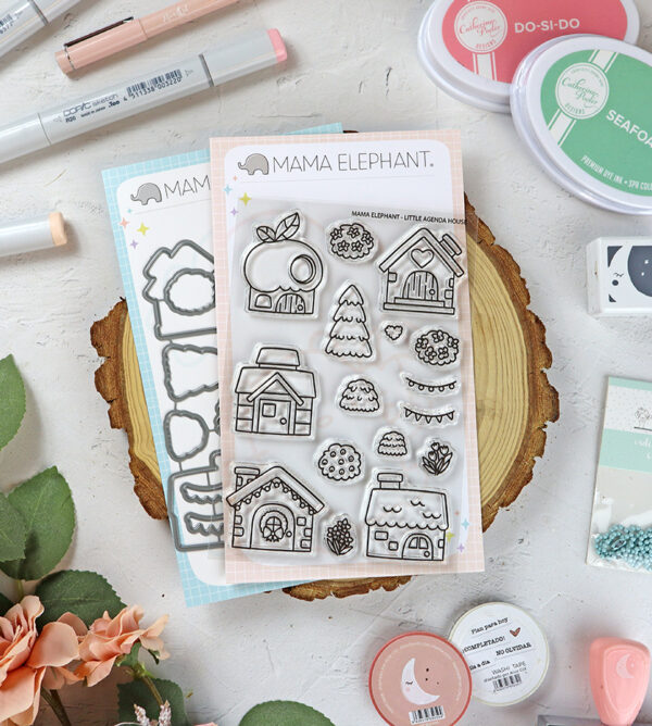 Set de sellos+troquel Little Agenda House de Mama Elephant