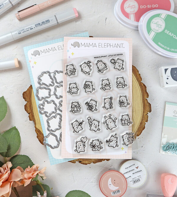Set de sellos+troquel Little Cat Agenda de Mama Elephant