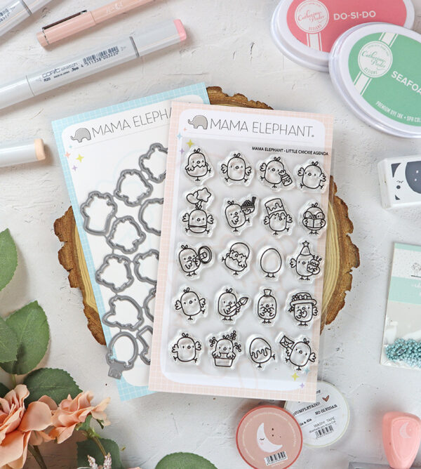 Set de sellos+troquel Little Chickie Agenda de Mama Elephant