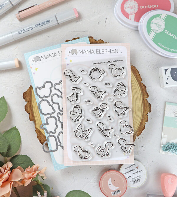 Set de sellos+troquel Little Dino Agenda de Mama Elephant