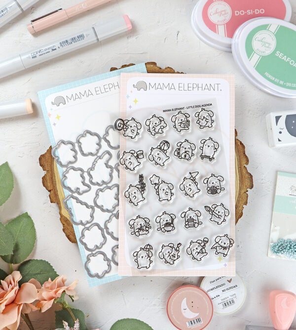 Set de sellos+troquel Little Dog Agenda de Mama Elephant