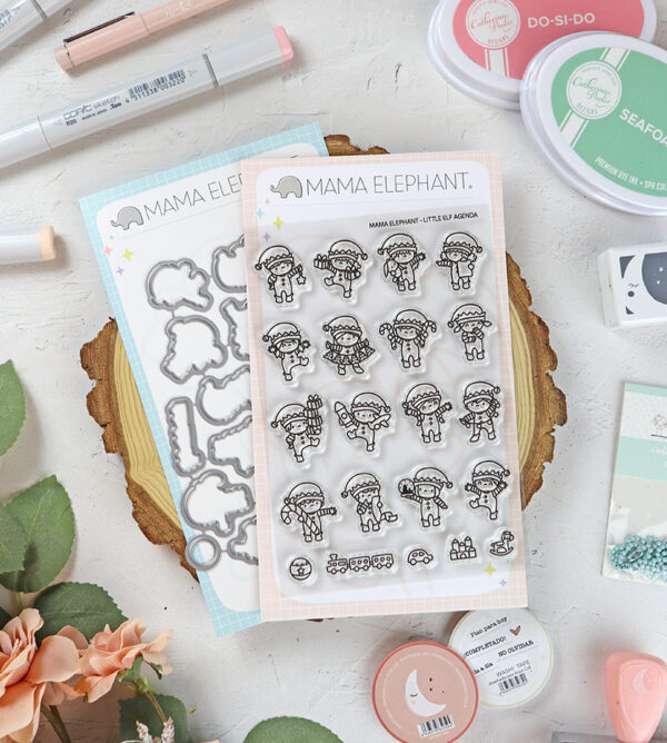 Set de sellos+troquel Little Elf Agenda de Mama Elephant