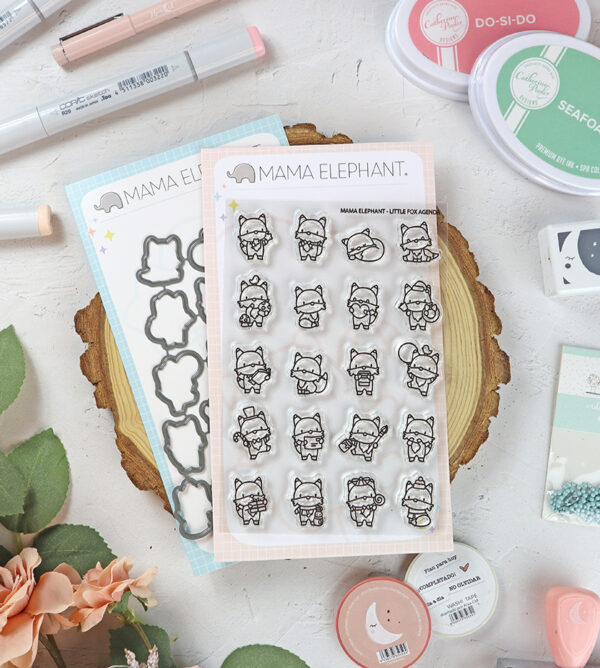 Set de sellos+troquel Little Fox Agenda de Mama Elephant