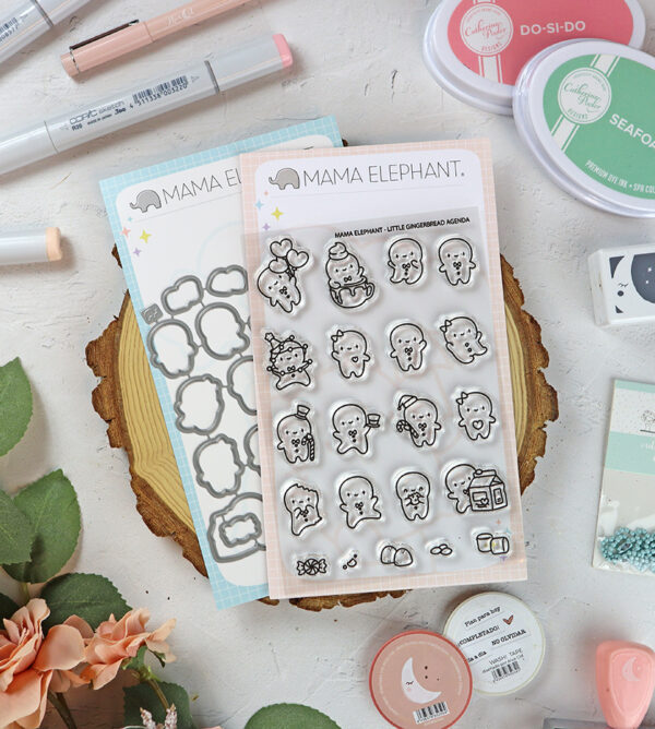 Set de sellos+troquel Little Gingerbread Agenda de Mama Elephant
