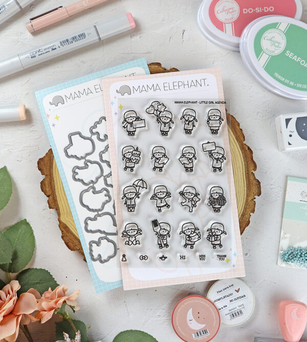 Set de sellos+troquel Little Girl Agenda de Mama Elephant