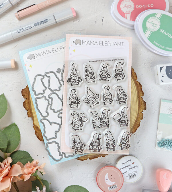 Set de sellos+troquel Little Girl Gnome Agenda de Mama Elephant