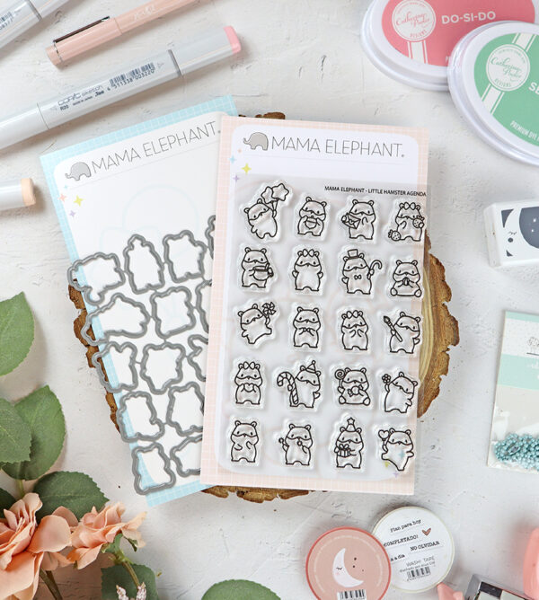Set de sellos+troquel Little Hamster Agenda de Mama Elephant