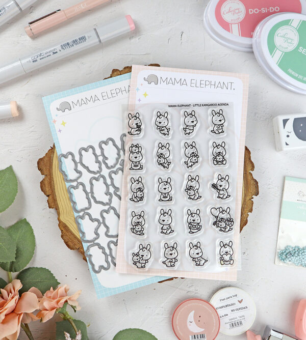 Set de sellos+troquel Little Kangaroo Agenda de Mama Elephant