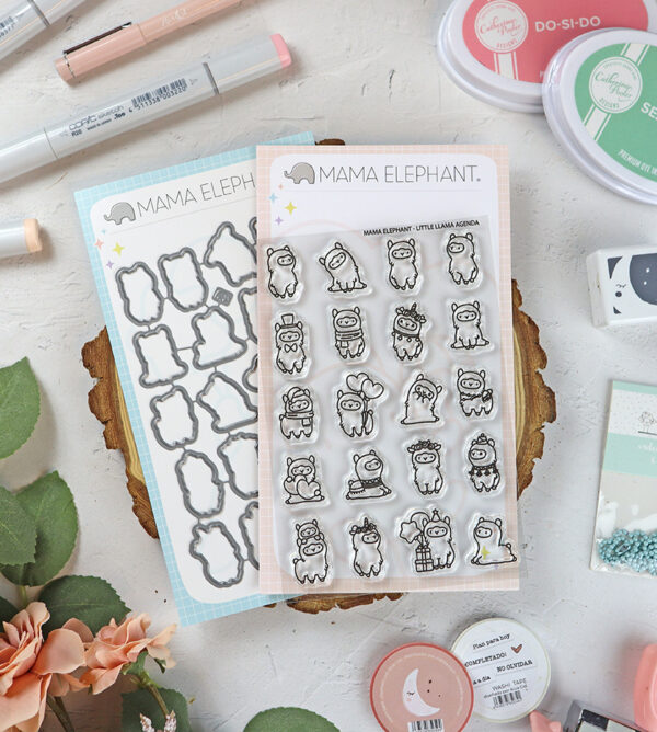 Set de sellos+troquel Little Llama Agenda de Mama Elephant