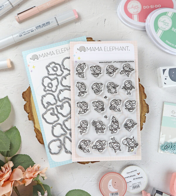 Set de sellos+troquel Little Mermaiden Agenda de Mama Elephant