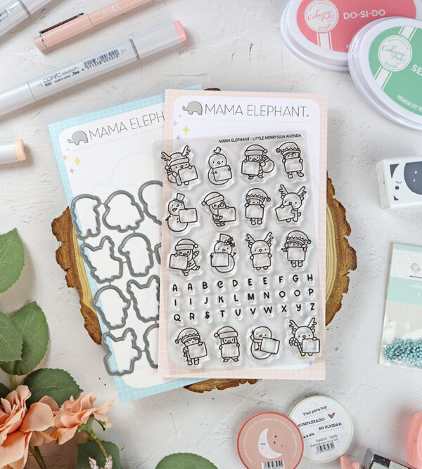 Set de sellos+troquel Little Merrysing Agenda de Mama Elephant