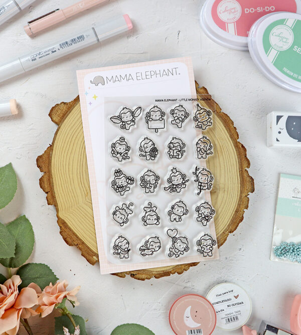 Set de sellos Little Monkey Agenda de Mama Elephant