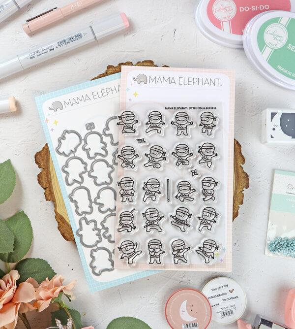 Set de sellos+troquel Little Ninja Agenda de Mama Elephant