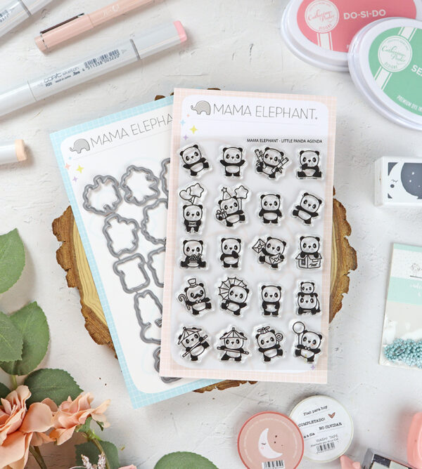 Set de sellos+troquel Little Panda Agenda de Mama Elephant