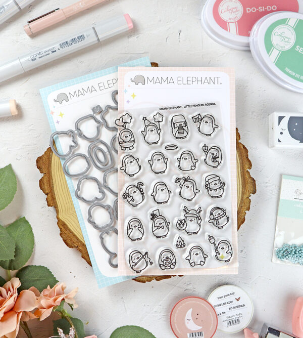 Set de sellos+troquel Little Penguin Agenda de Mama Elephant