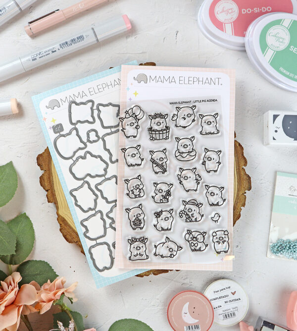 Set de sellos+troquel Little Pig Agenda de Mama Elephant
