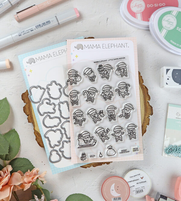 Set de sellos+troquel Little Santa Agenda de Mama Elephant