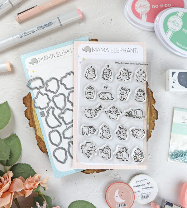 Set de sellos+troquel Little Sloth Agenda de Mama Elephant
