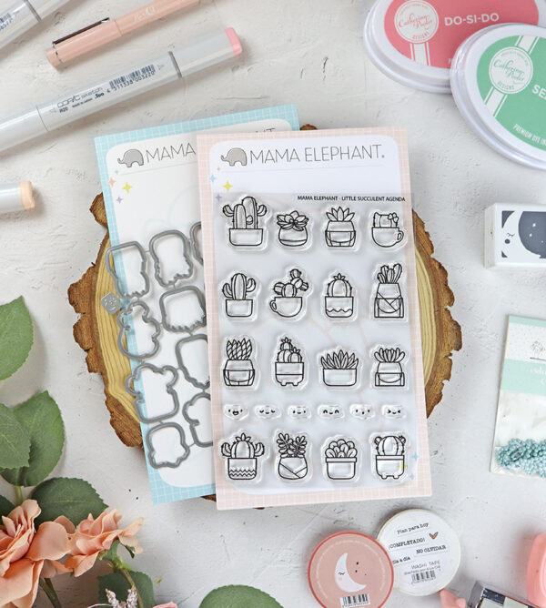 Set de sellos+troquel Little Succulent Agenda de Mama Elephant