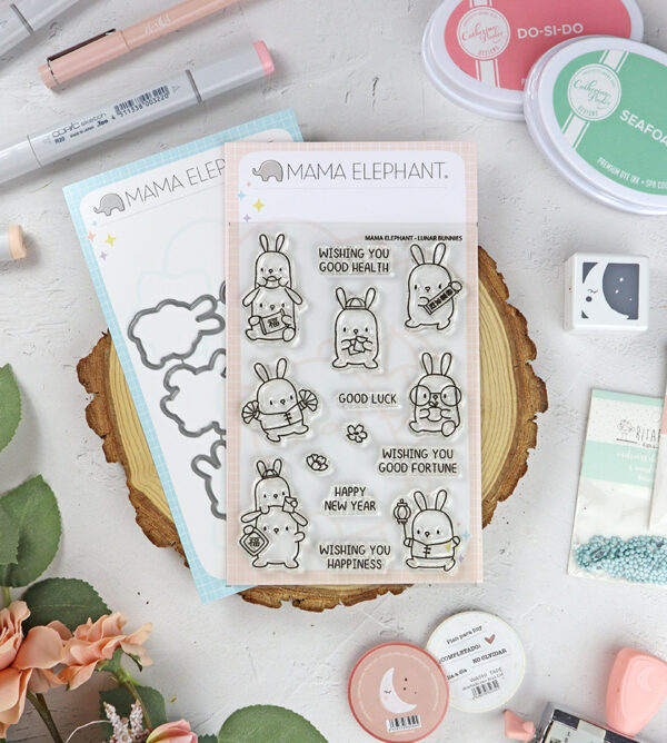 Set de sellos+troquel Lunar Bunnies de Mama Elephant