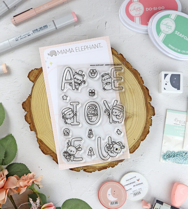 Set de sellos Merrygrams AEIOUY de Mama Elephant