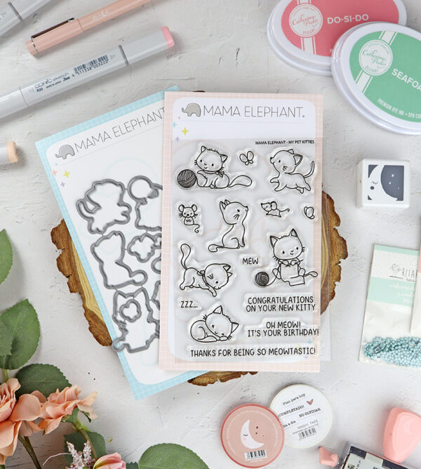 Set de sellos+troquel My Pet Kitties de Mama Elephant