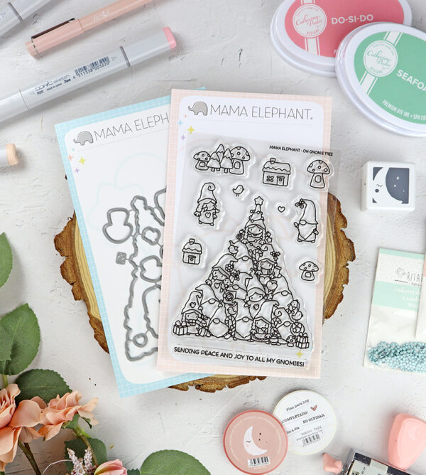 Set de sellos+troquel Oh Gnome Tree de Mama Elephant