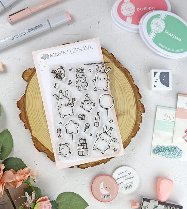 Set de sellos Party Animals de Mama Elephant