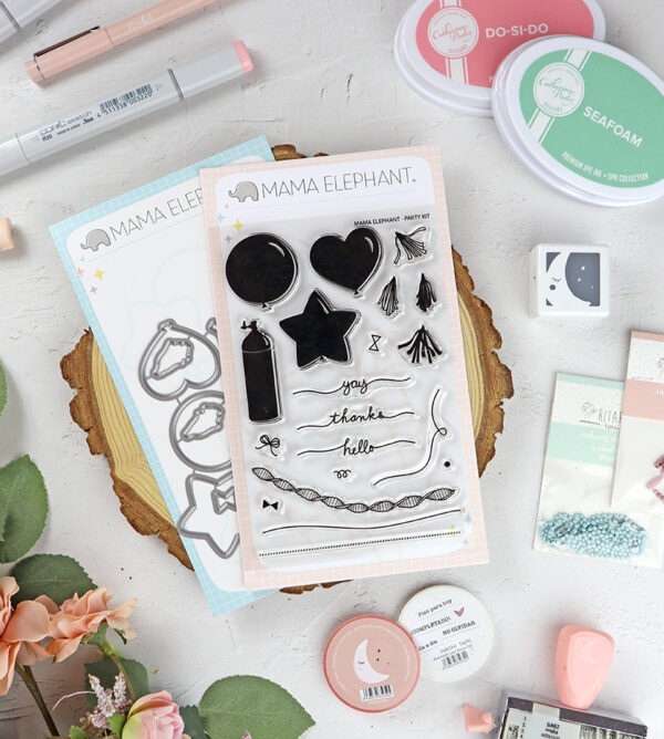 Set de sellos+troquel Party Kit de Mama Elephant