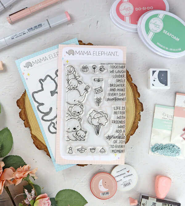 Set de sellos+troquel Peekabuddies de Mama Elephant
