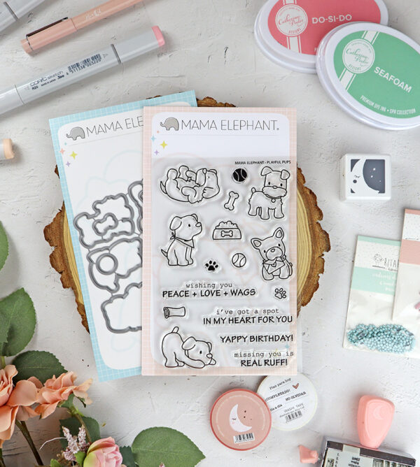 Set de sellos+troquel Playful Pups de Mama Elephant