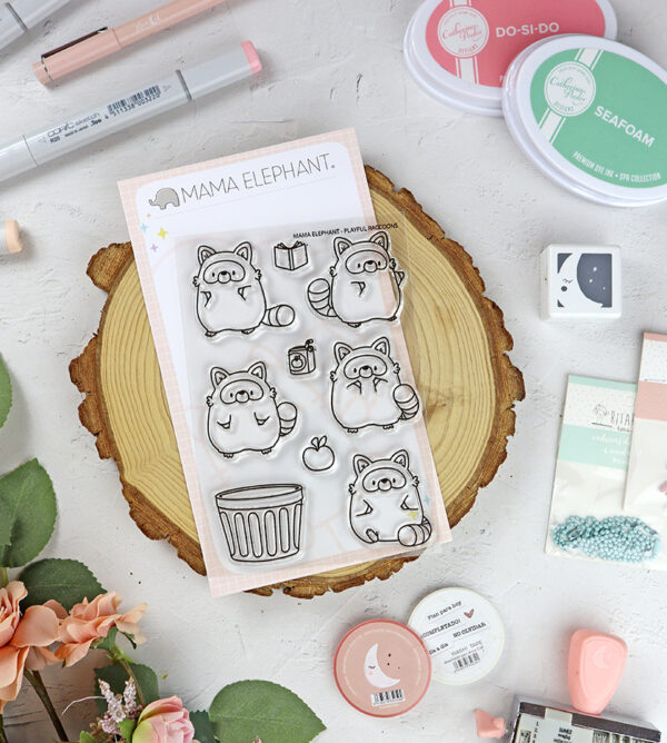 Set de sellos Playful Raccoons de Mama Elephant