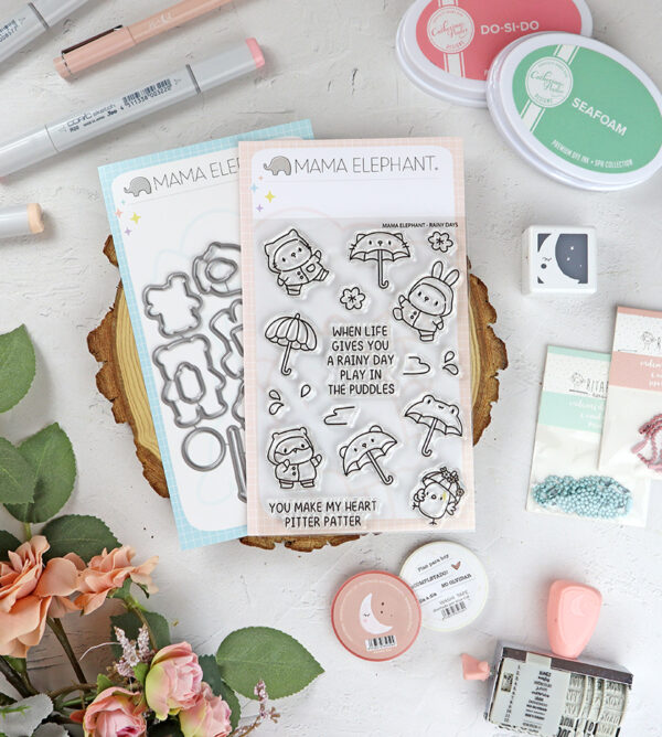 Set de sellos+troquel Rainy Days de Mama Elephant