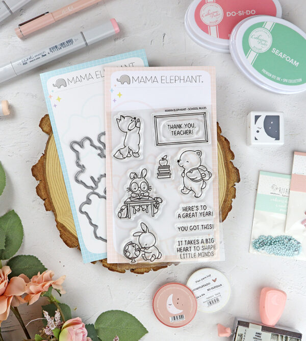 Set de sellos+troquel School Rules de Mama Elephant