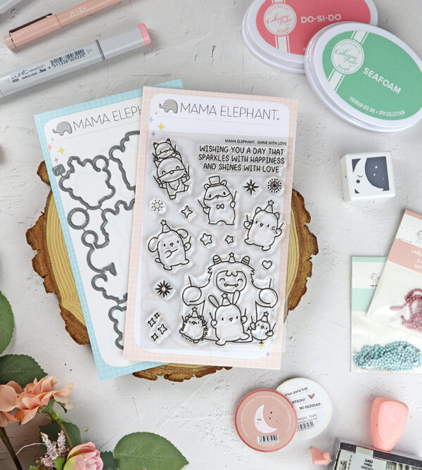 Set de sellos+troquel Shine With Love de Mama Elephant