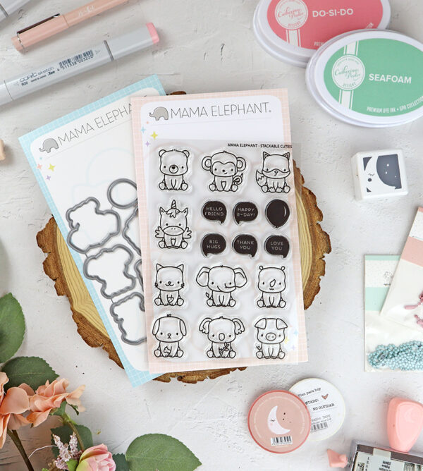 Set de sellos+troquel Stackable Cuties de Mama Elephant