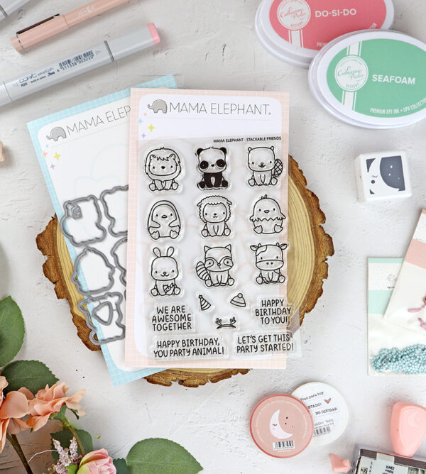 Set de sellos+troquel Stackable Friends de Mama Elephant