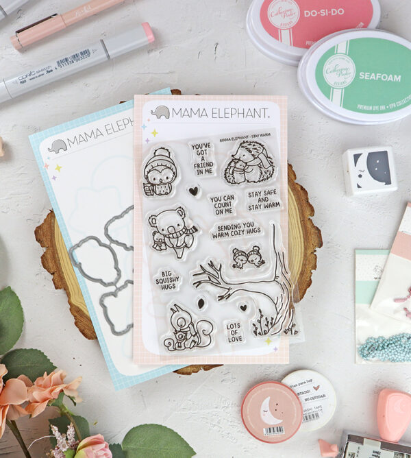 Set de sellos+troquel Stay Warm de Mama Elephant