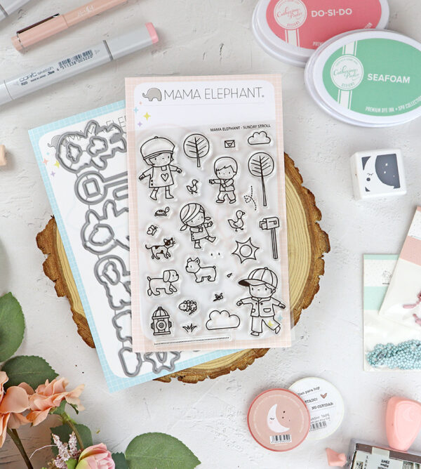 Set de sellos+troquel Sunday Stroll de Mama Elephant
