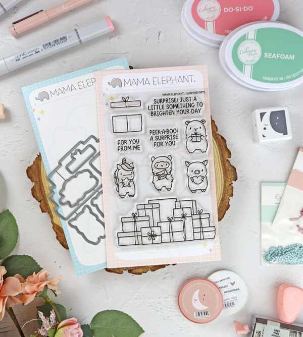 Set de sellos+troquel Surprise Gifts de Mama Elephant