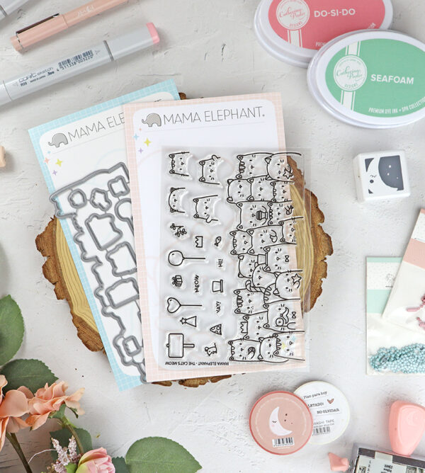 Set de sellos+troquel The Cat's Meow de Mama Elephant