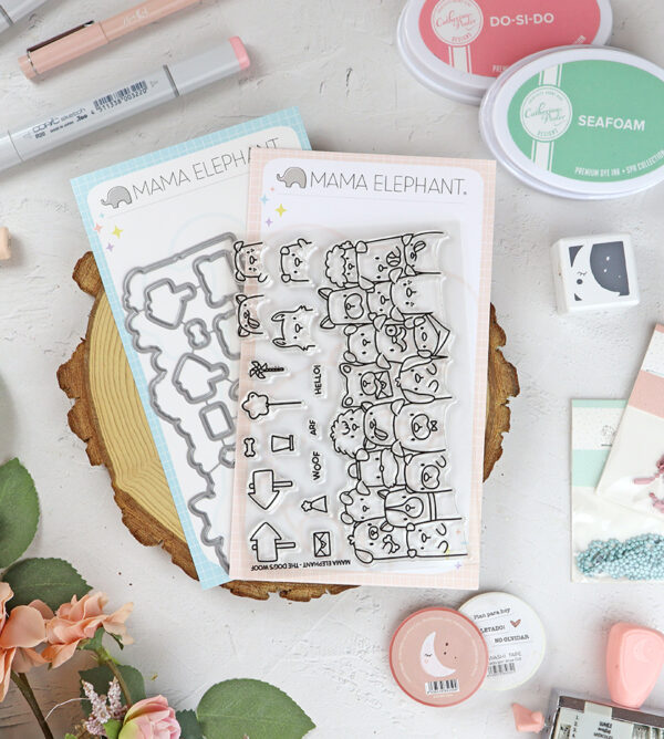 Set de sellos+troquel The Dog's Woof de Mama Elephant