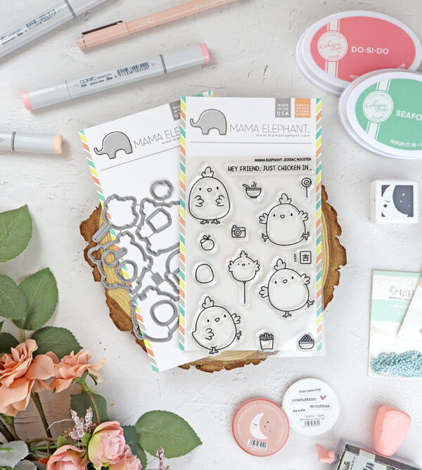 Set de sellos+troquel Zodiac Rooster de Mama Elephant
